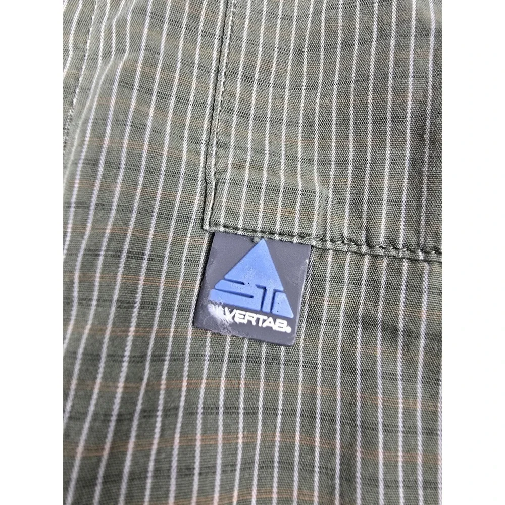 Vintage Levis Silver Tab Shirt Mens‎ L large Green Striped Short Sleeve Cotton